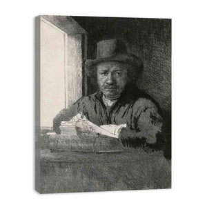 Self Portrait Drawing At A Window Painting