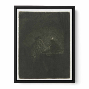 A Student at a Table by Candlelight Painting