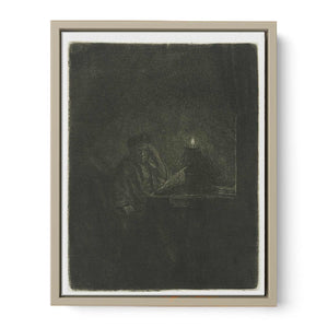 A Student at a Table by Candlelight Painting