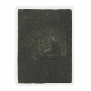 A Student at a Table by Candlelight Painting