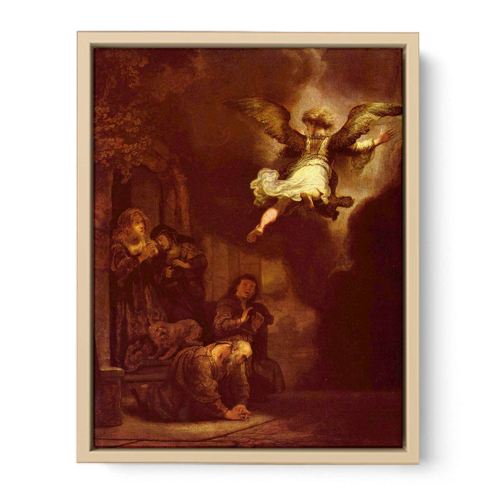 The angel Raphael leaving the family of Tobit Painting