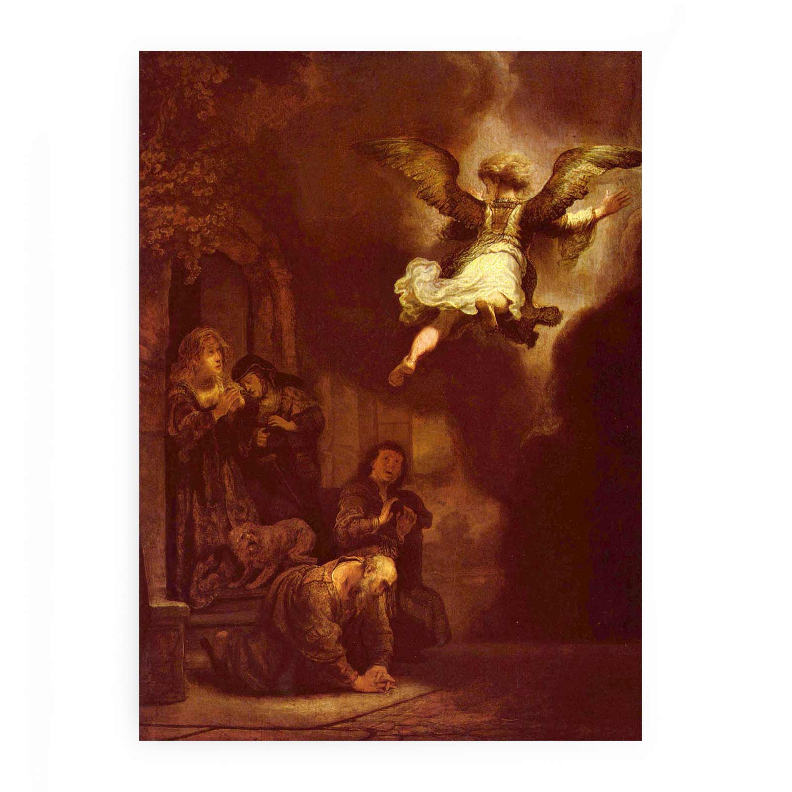 The angel Raphael leaving the family of Tobit Painting