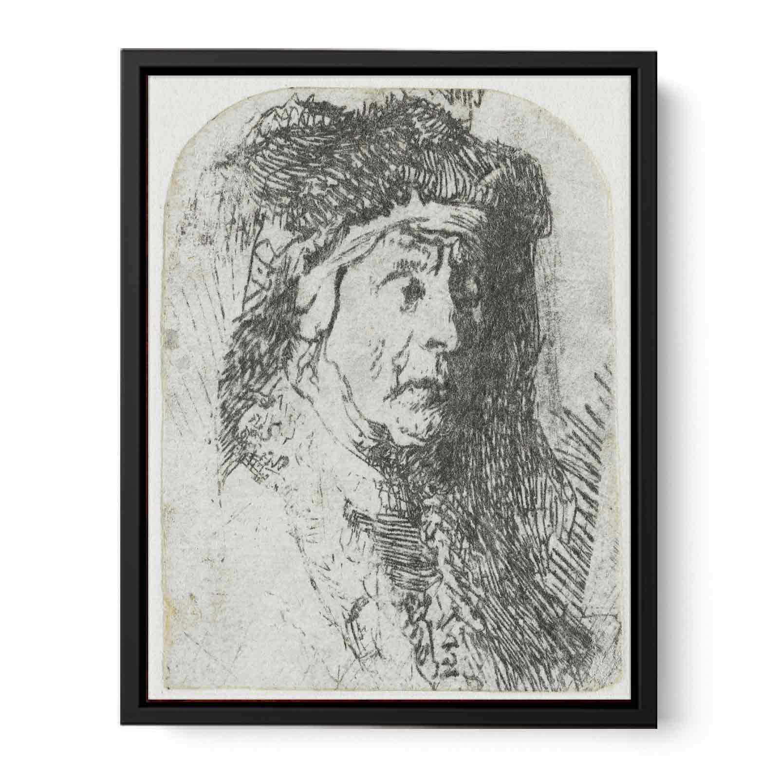 Bust of an old Woman in a furred Cloak and heavy Headdress Painting