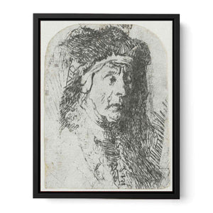 Bust of an old Woman in a furred Cloak and heavy Headdress Painting
