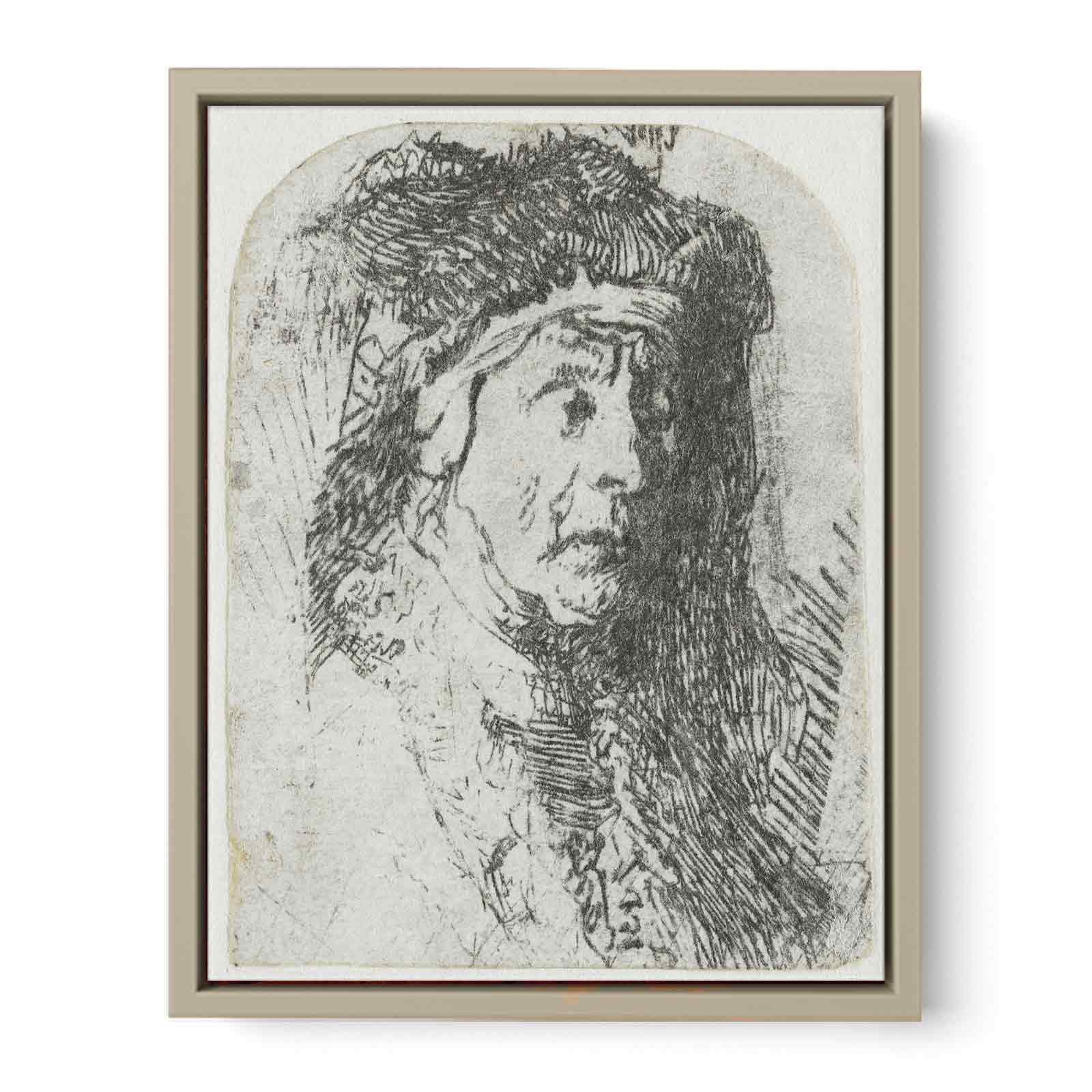 Bust of an old Woman in a furred Cloak and heavy Headdress Painting