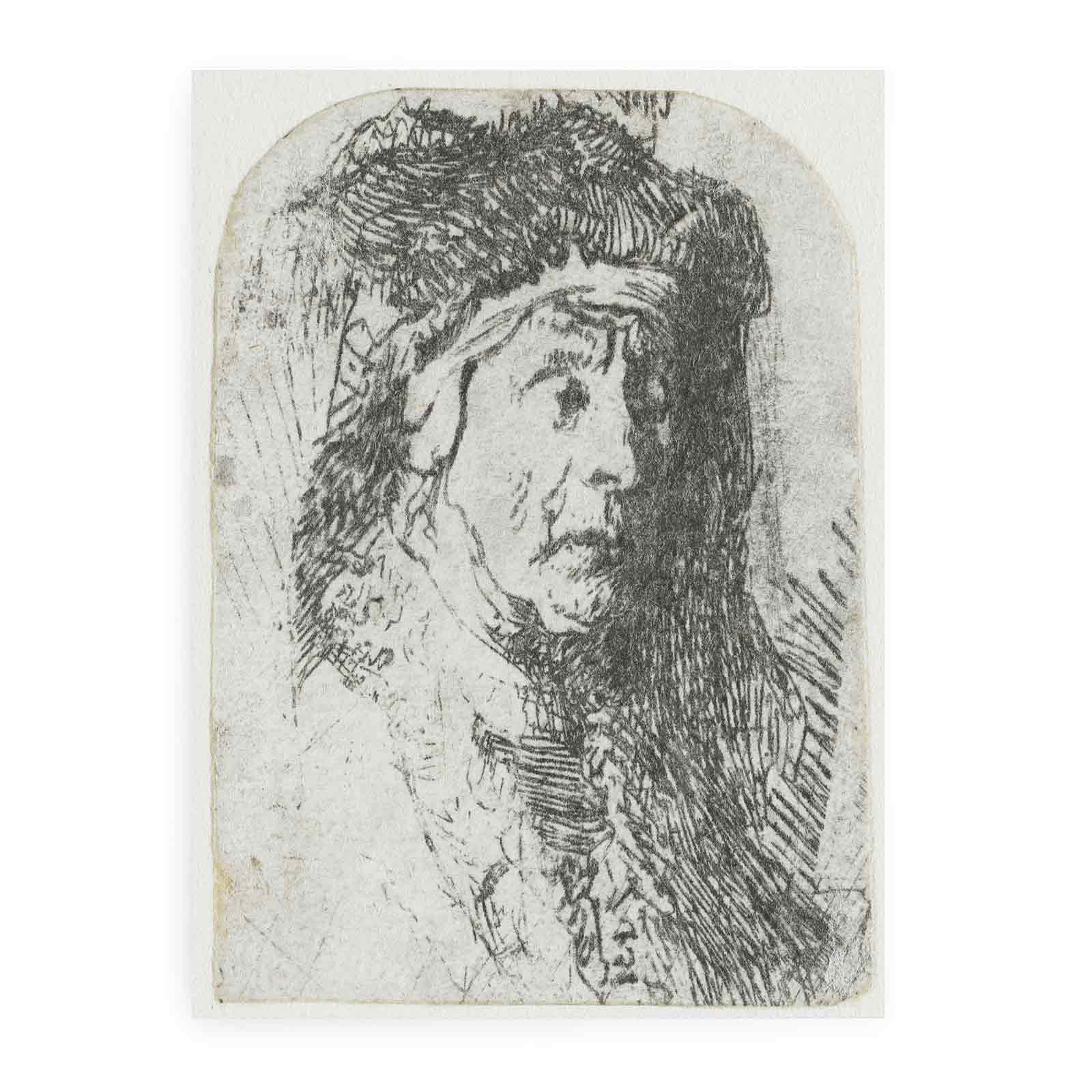 Bust of an old Woman in a furred Cloak and heavy Headdress Painting