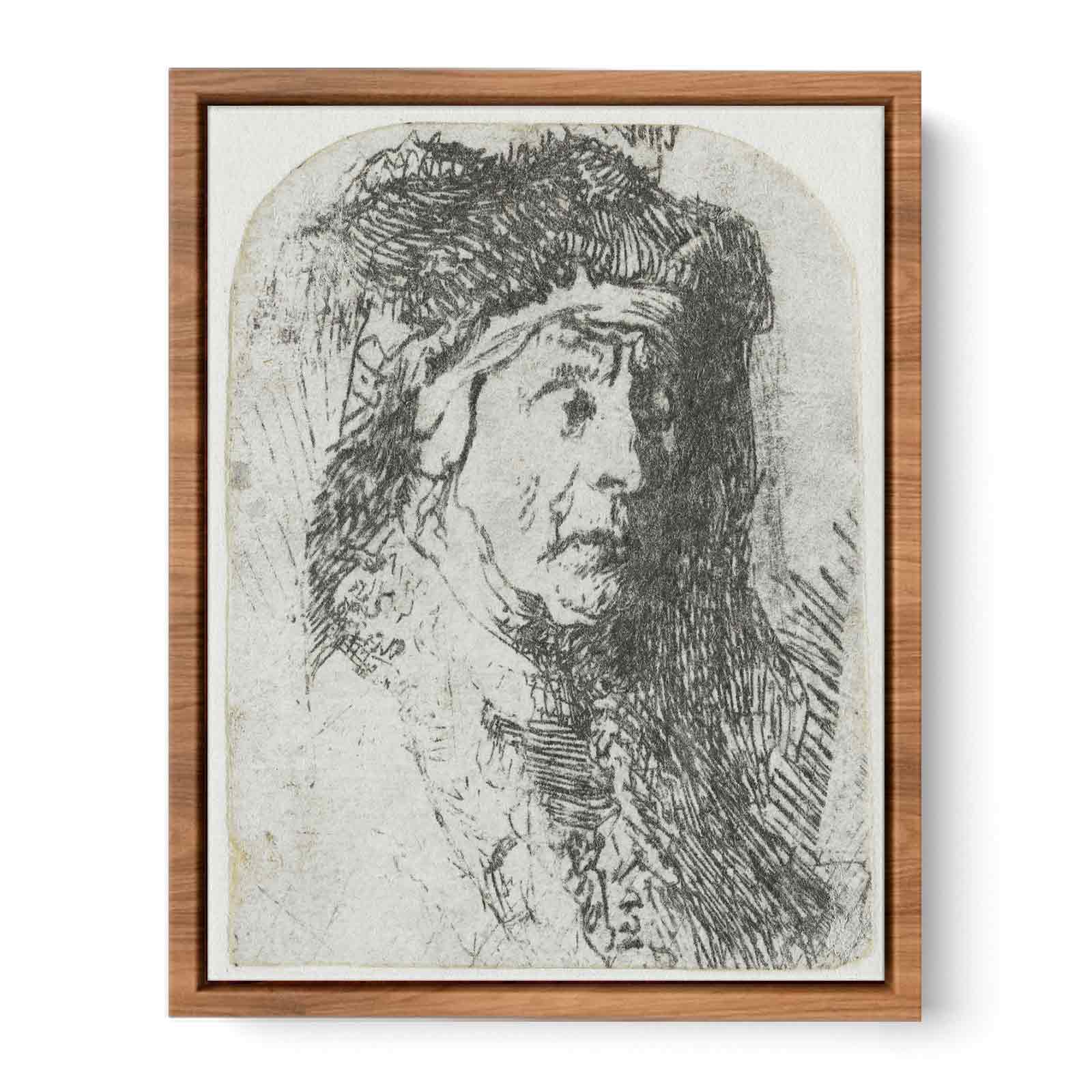 Bust of an old Woman in a furred Cloak and heavy Headdress Painting