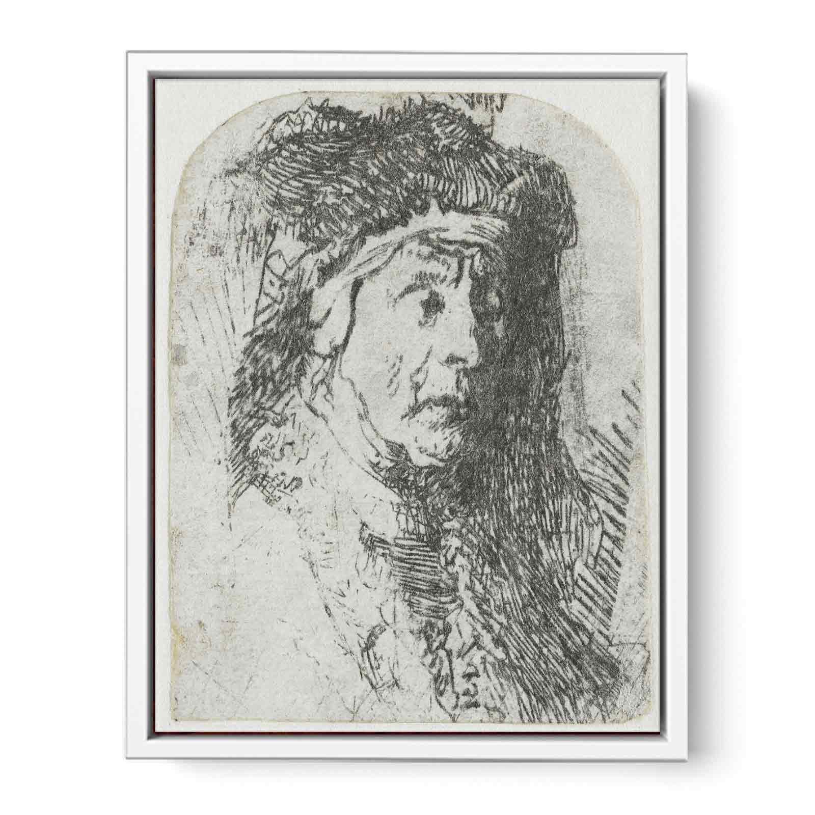 Bust of an old Woman in a furred Cloak and heavy Headdress Painting