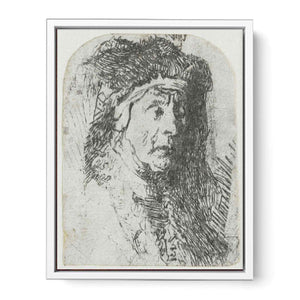 Bust of an old Woman in a furred Cloak and heavy Headdress Painting