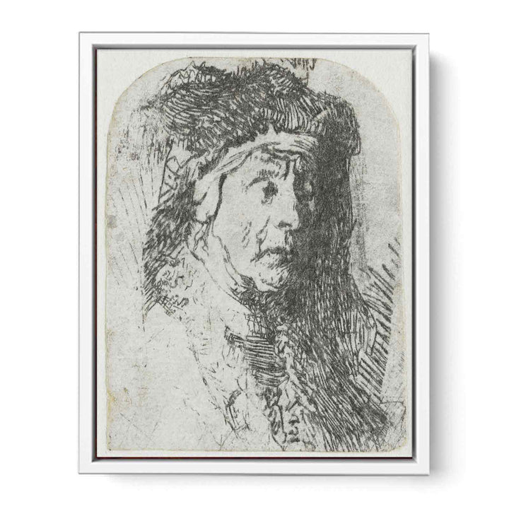 Bust of an old Woman in a furred Cloak and heavy Headdress
 Painting