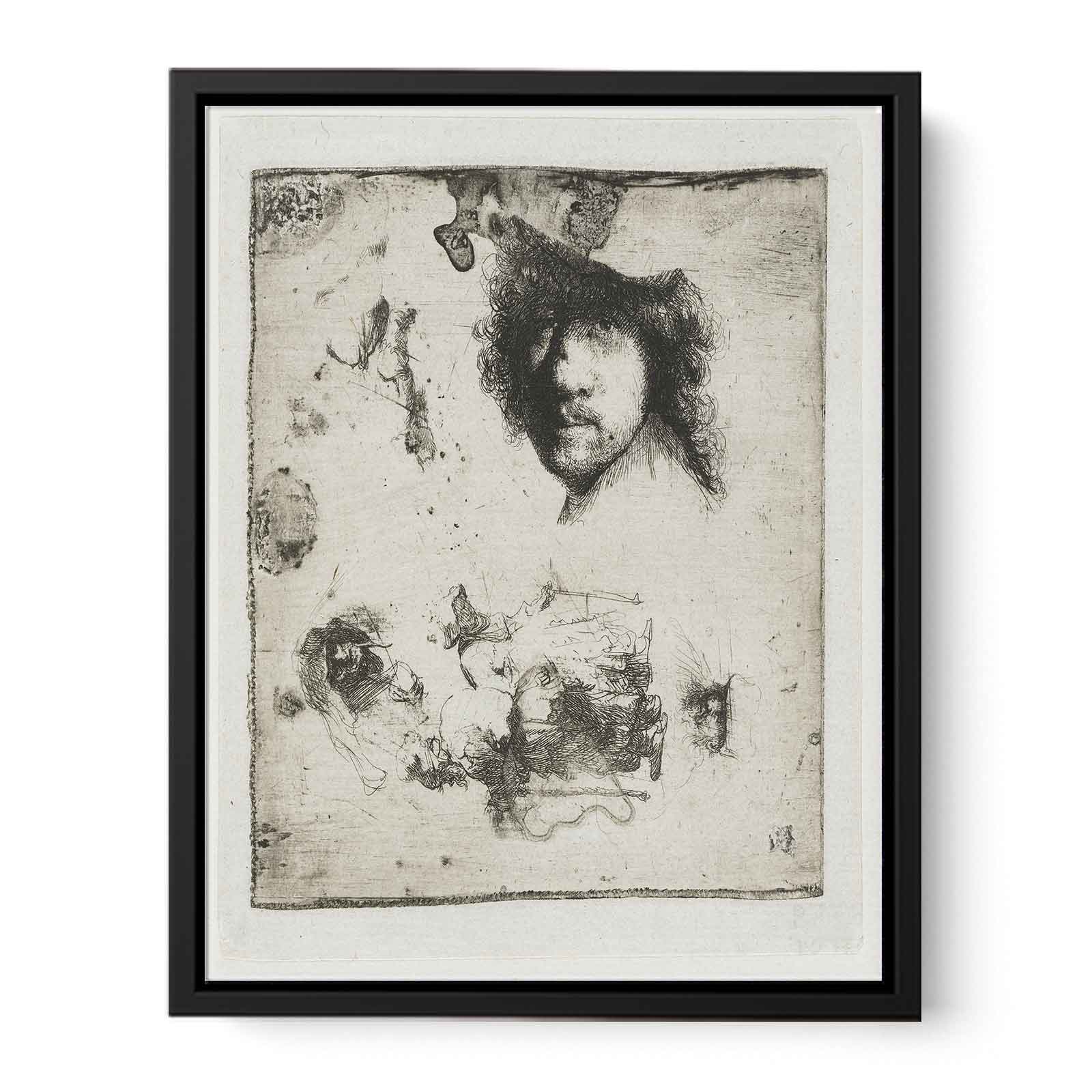 Sheet of Studies Head of the Artist, a Beggar Couple, Heads of an old Man and an old Woman, etc. Painting