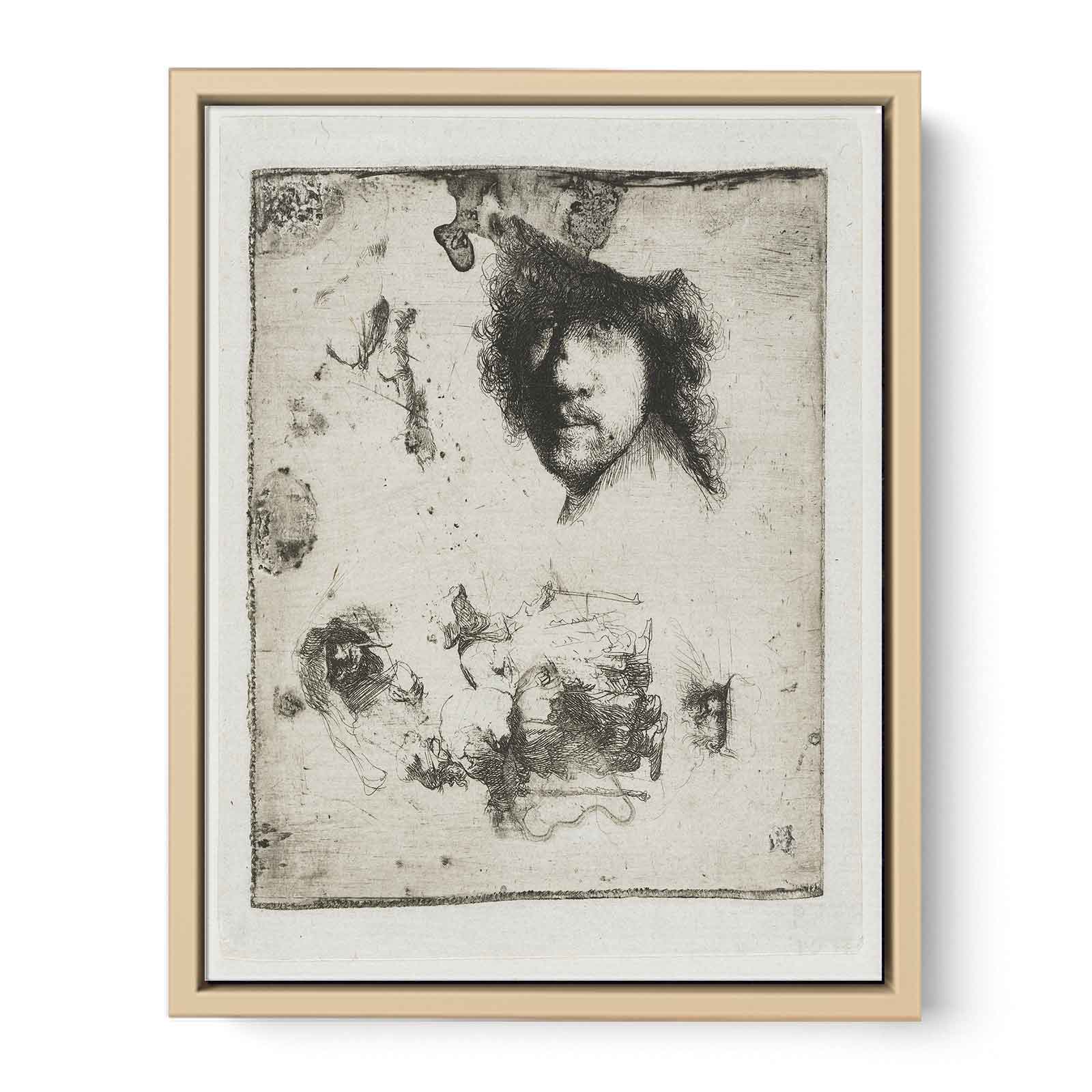 Sheet of Studies Head of the Artist, a Beggar Couple, Heads of an old Man and an old Woman, etc. Painting