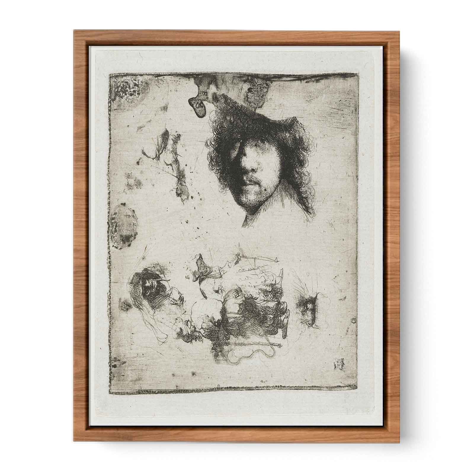 Sheet of Studies Head of the Artist, a Beggar Couple, Heads of an old Man and an old Woman, etc. Painting