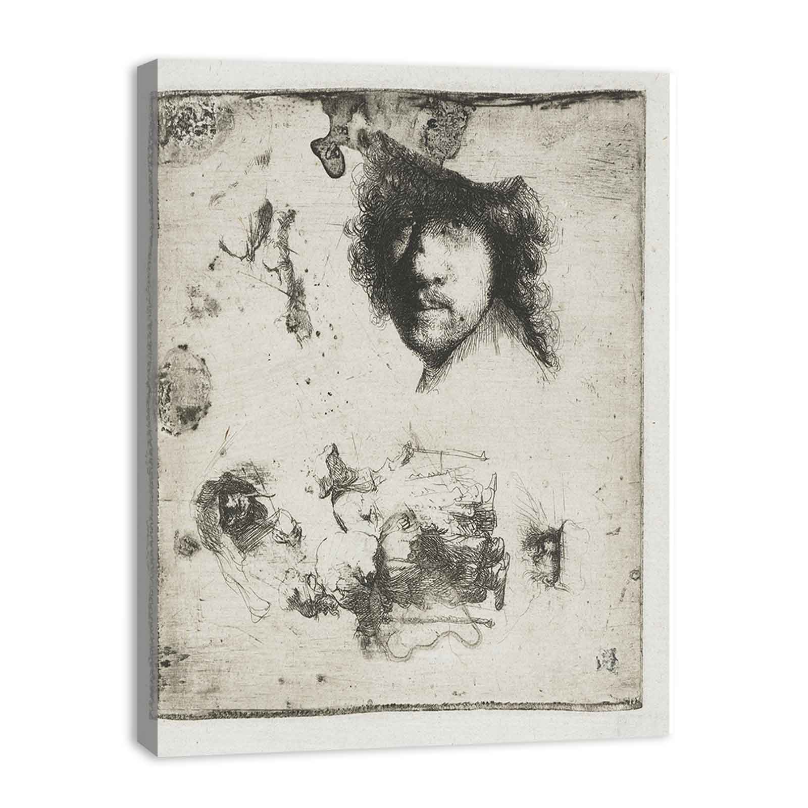Sheet of Studies Head of the Artist, a Beggar Couple, Heads of an old Man and an old Woman, etc. Painting