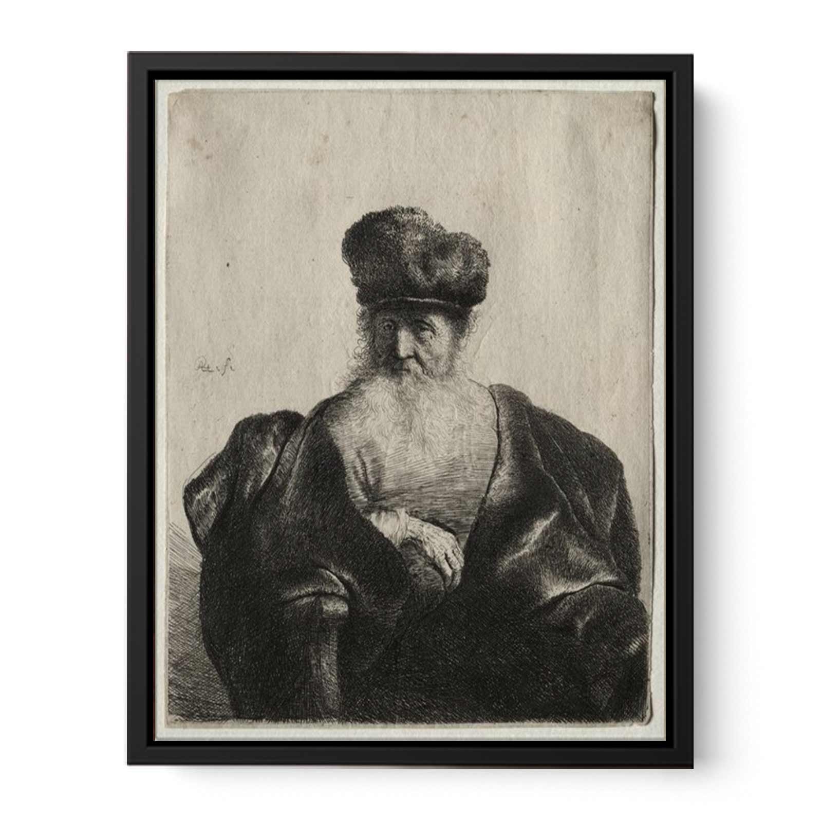 An old Man with Beard, fur Cap and velvet Cloak Painting