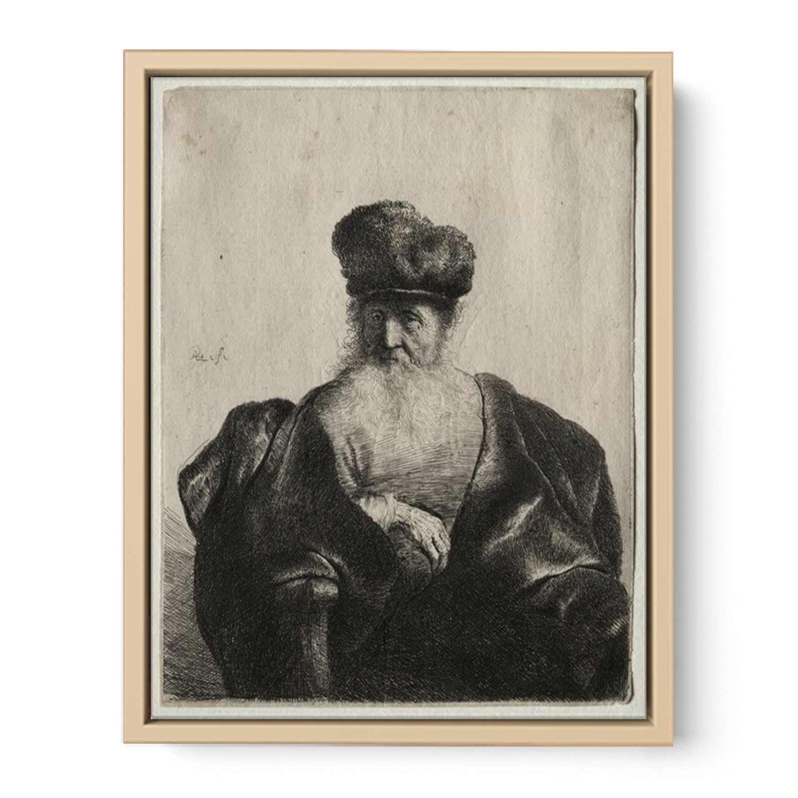 An old Man with Beard, fur Cap and velvet Cloak Painting