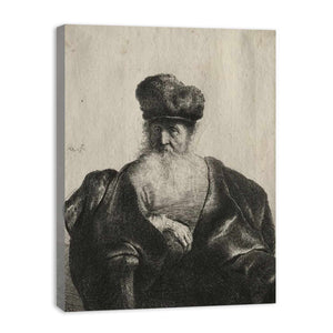 An old Man with Beard, fur Cap and velvet Cloak Painting