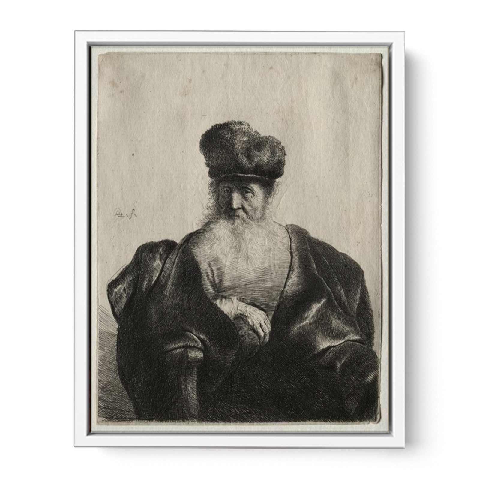 An old Man with Beard, fur Cap and velvet Cloak Painting