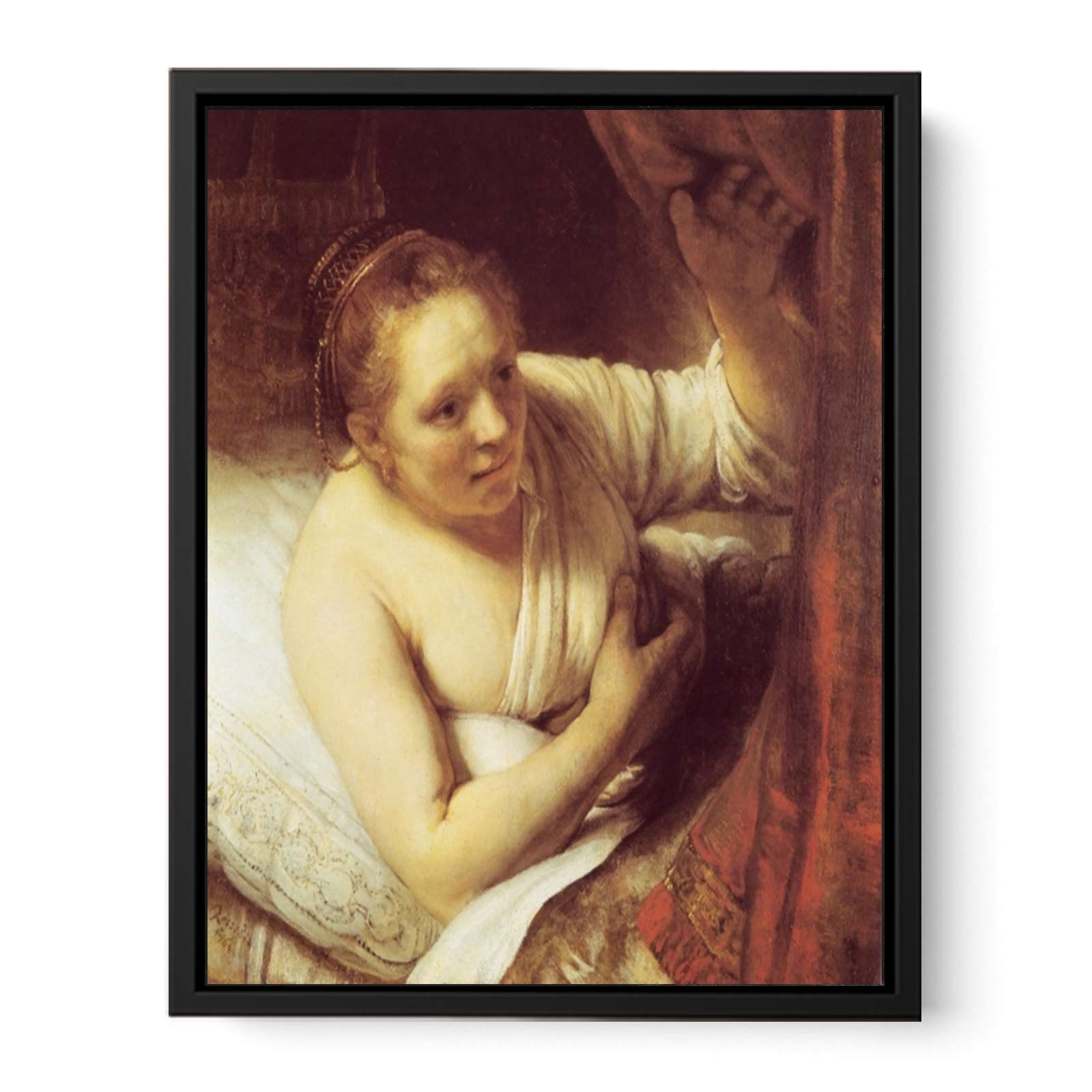 Young woman in bed (possibly Geertje) Painting