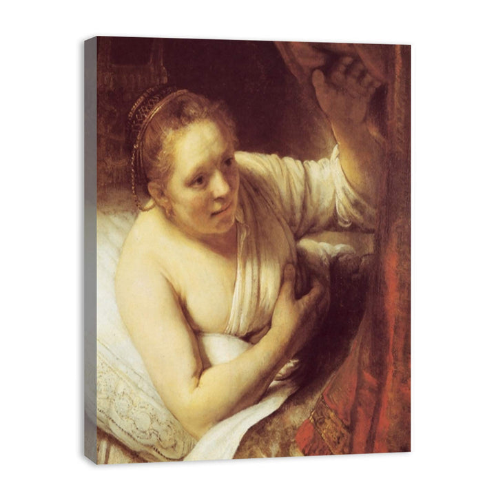 Young woman in bed (possibly Geertje) Painting