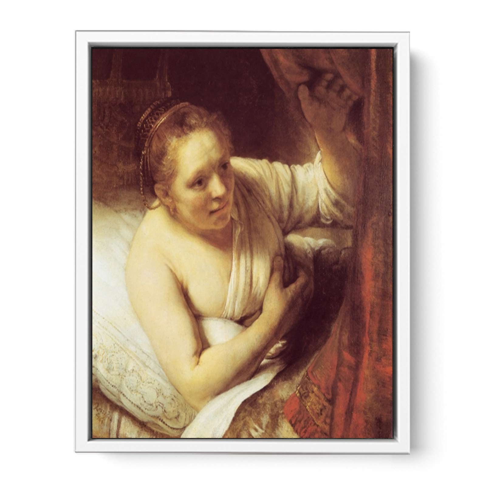 Young woman in bed (possibly Geertje) Painting