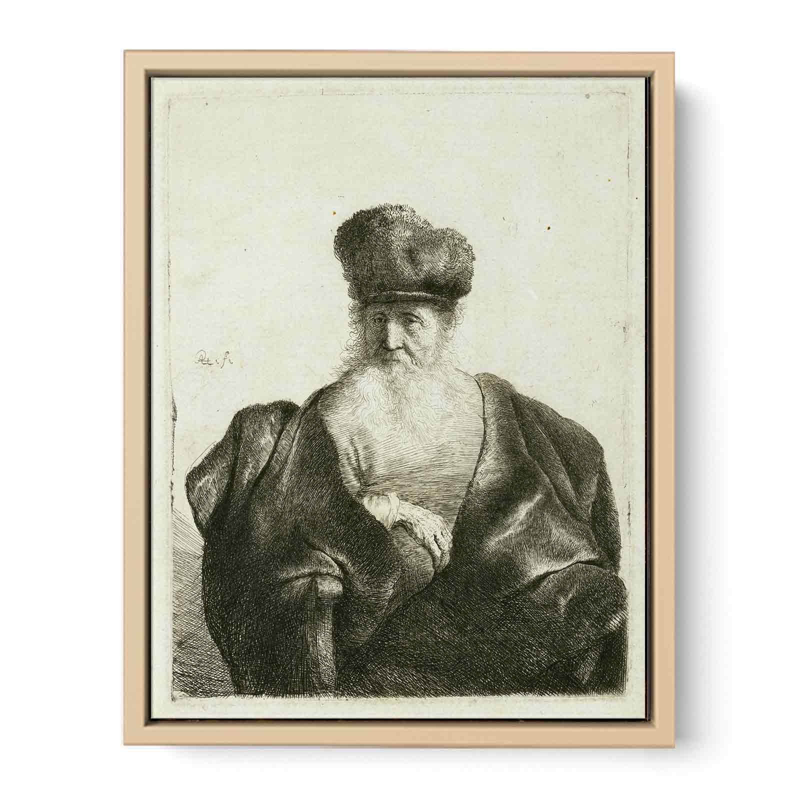 An old Man with Beard, Fur Cap, and Velvet Coat Painting