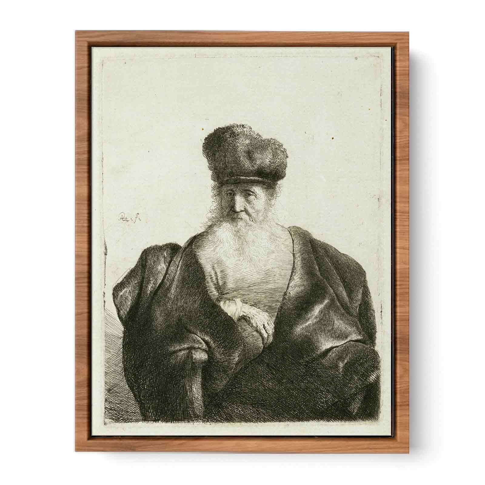 An old Man with Beard, Fur Cap, and Velvet Coat Painting