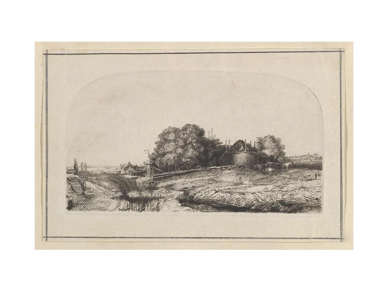Landscape with a Haybarn and a Flock of Sheep Painting