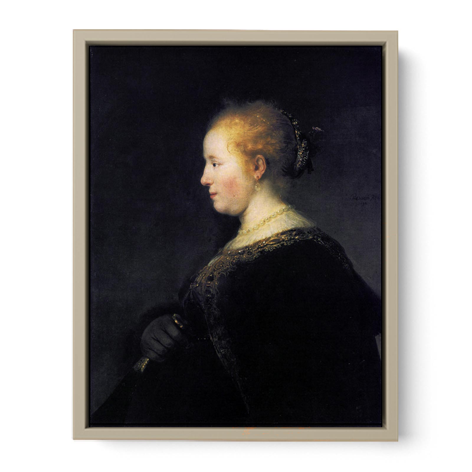 Portrait of a Young Woman with the Fan Painting