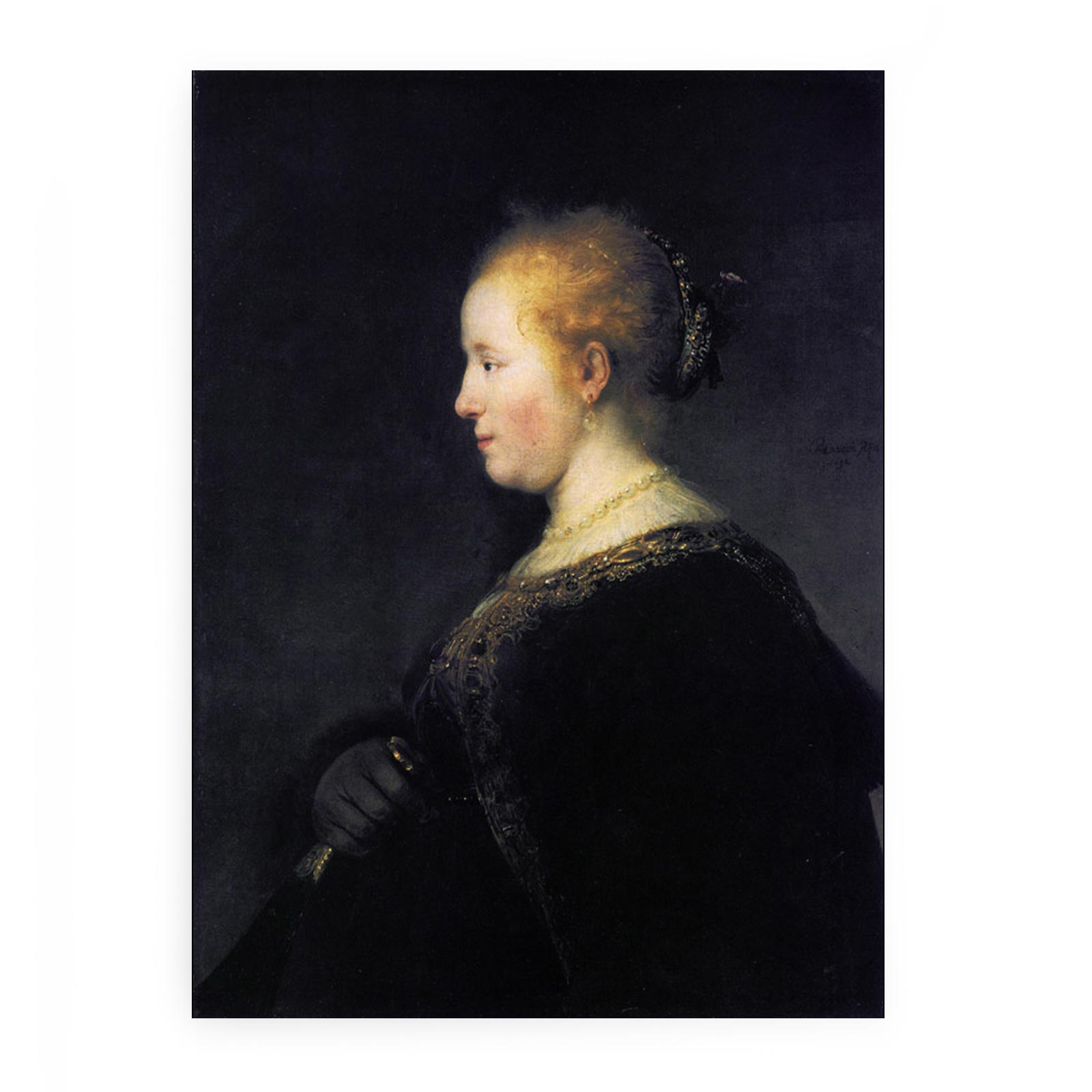 Portrait of a Young Woman with the Fan Painting