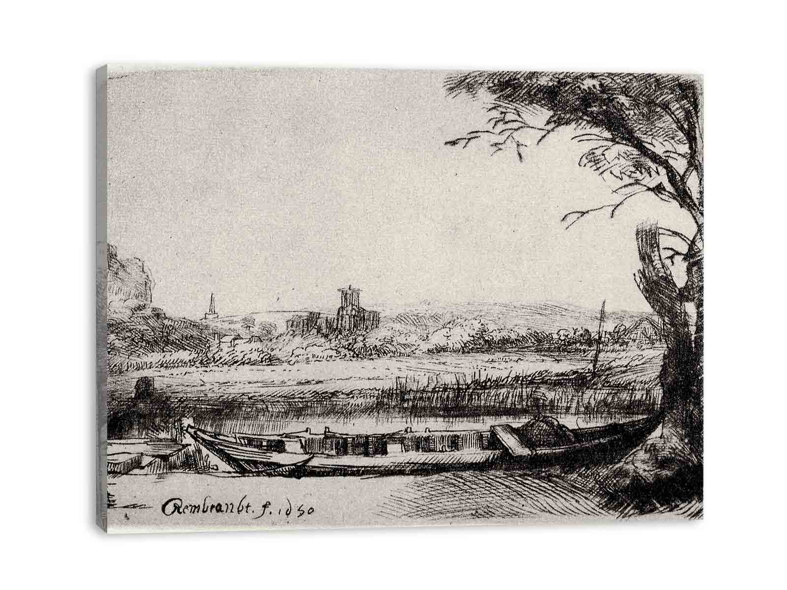 Canal With A Large Boat And Bridge 2 Painting