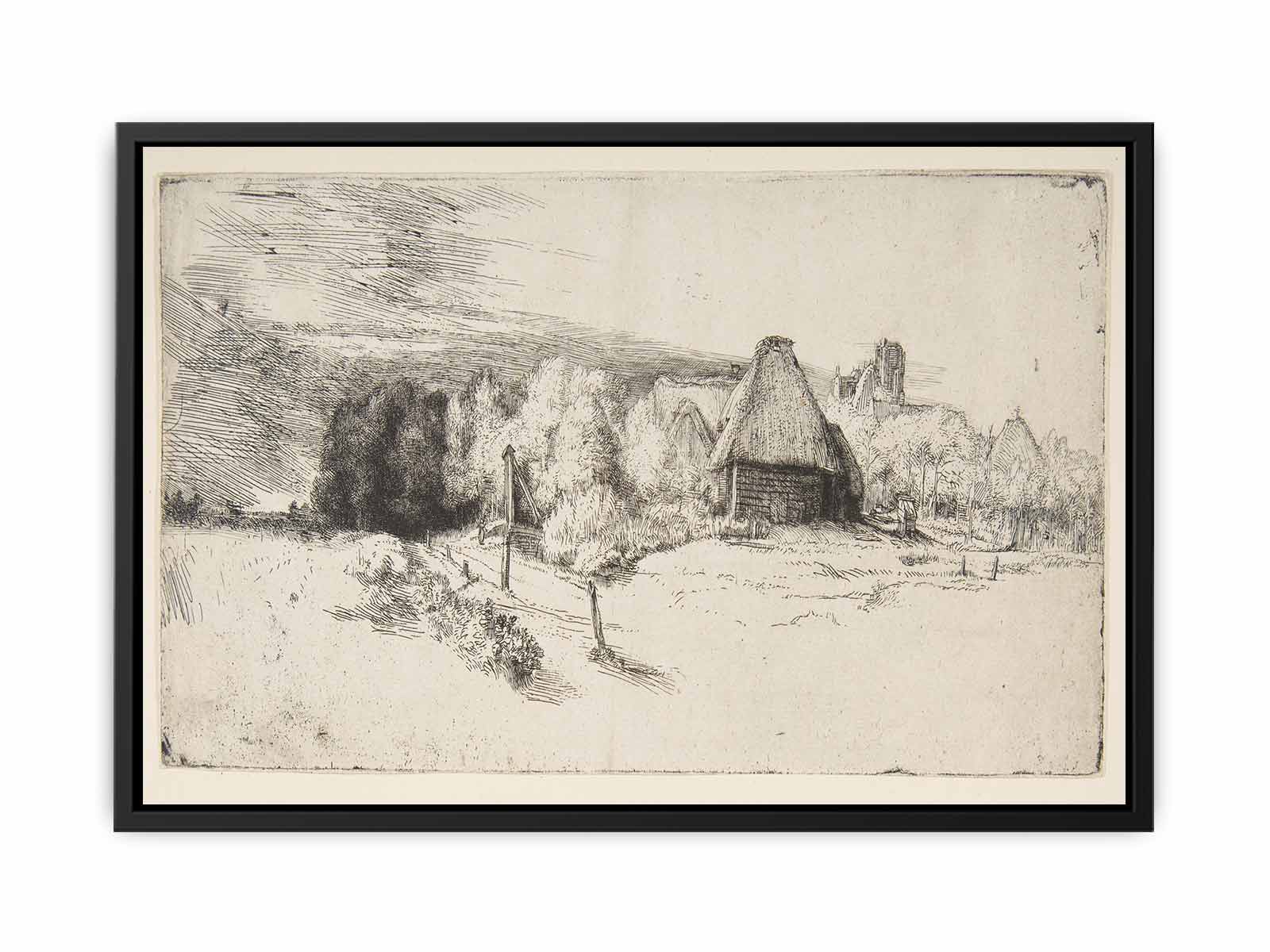 Landscape with Trees, Farm buildings and a Tower Painting