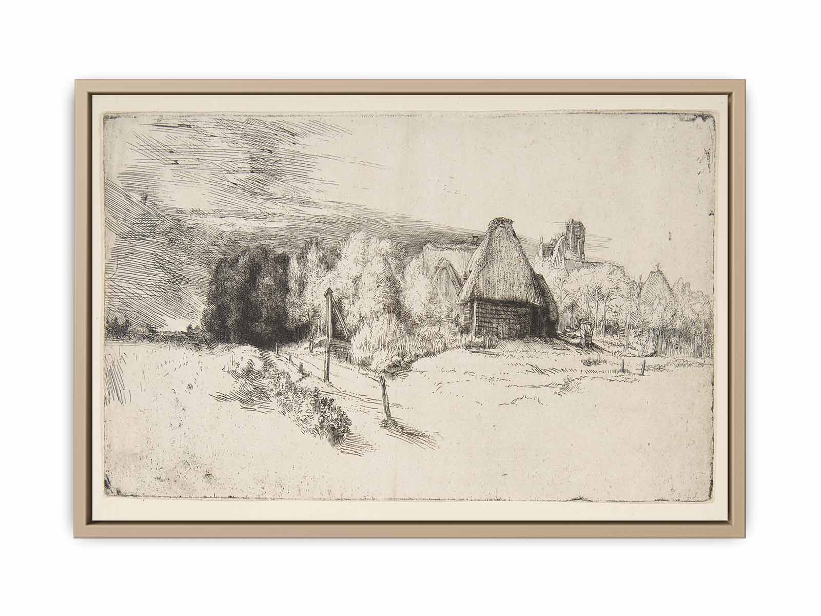 Landscape with Trees, Farm buildings and a Tower Painting