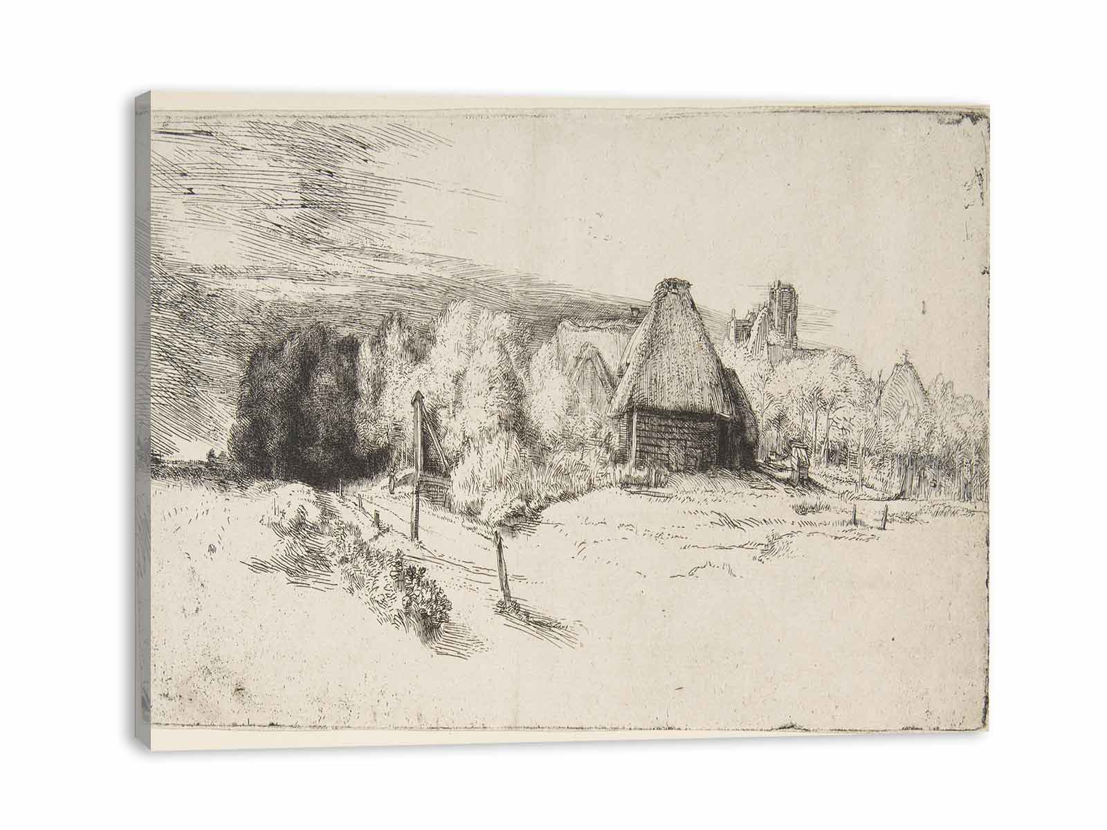 Landscape with Trees, Farm buildings and a Tower Painting