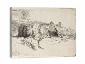 Landscape with Trees, Farm buildings and a Tower Painting