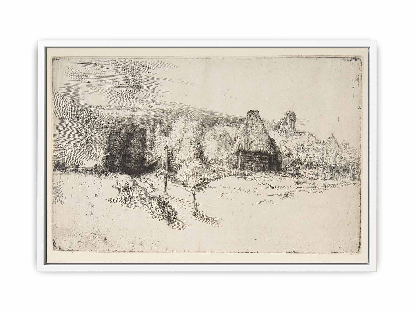 Landscape with Trees, Farm buildings and a Tower Painting