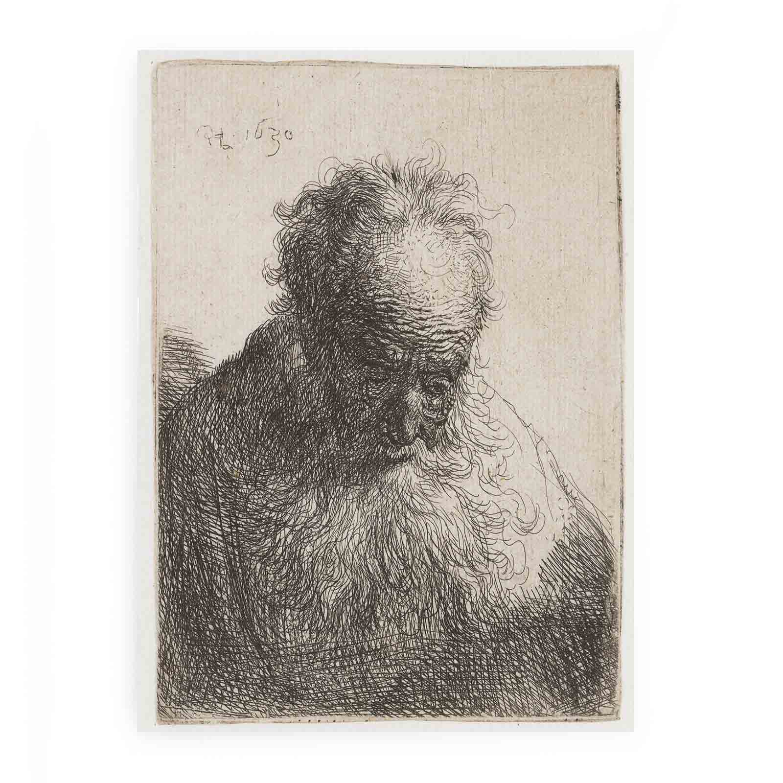 Bust of an old Man with a flowing Beard The Head bowed forward Painting