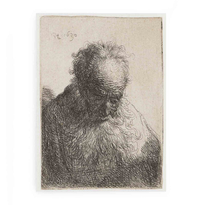 Bust of an old Man with a flowing Beard The Head bowed forward Painting