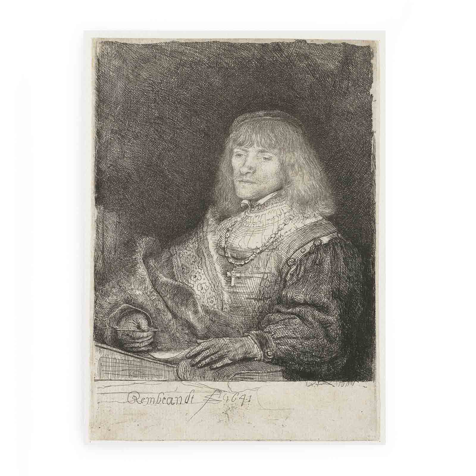 Man at a desk wearing a cross and chain 2 Painting