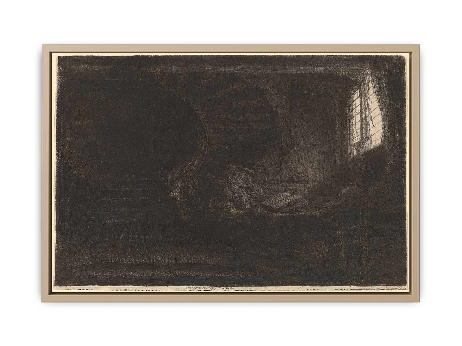 Saint Jerome in a dark Chamber Painting