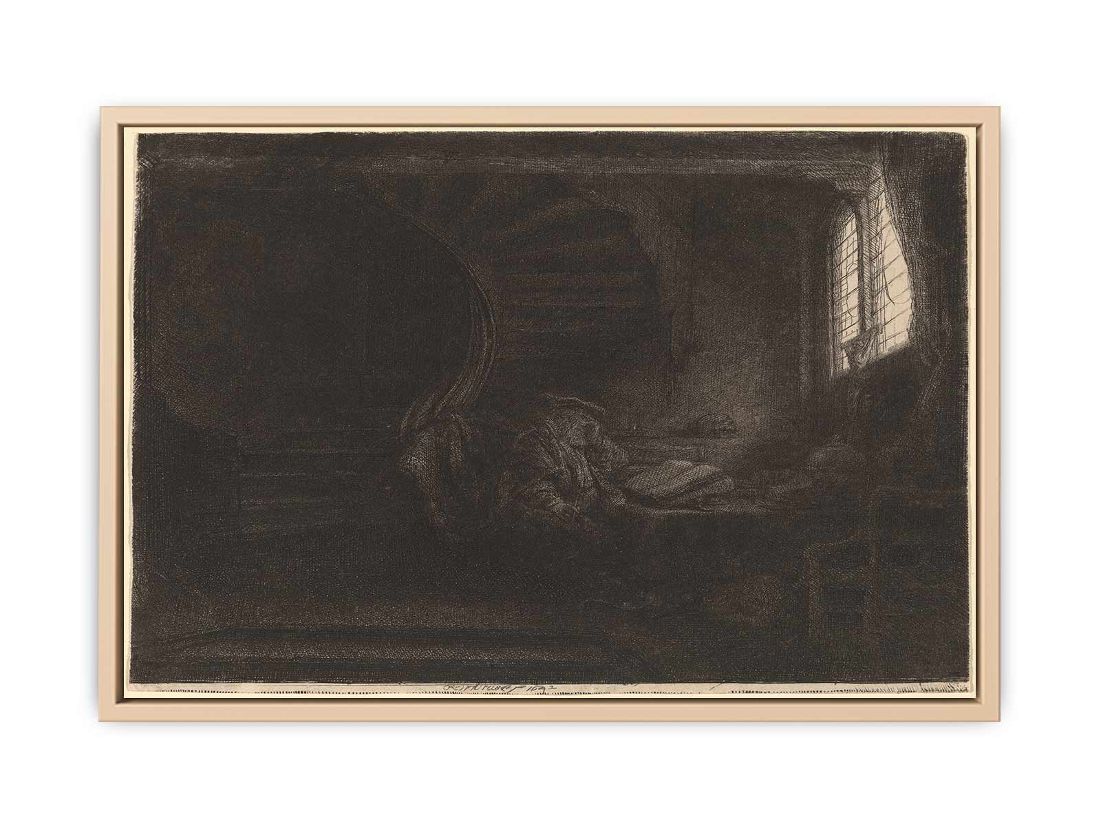 Saint Jerome in a dark Chamber Painting