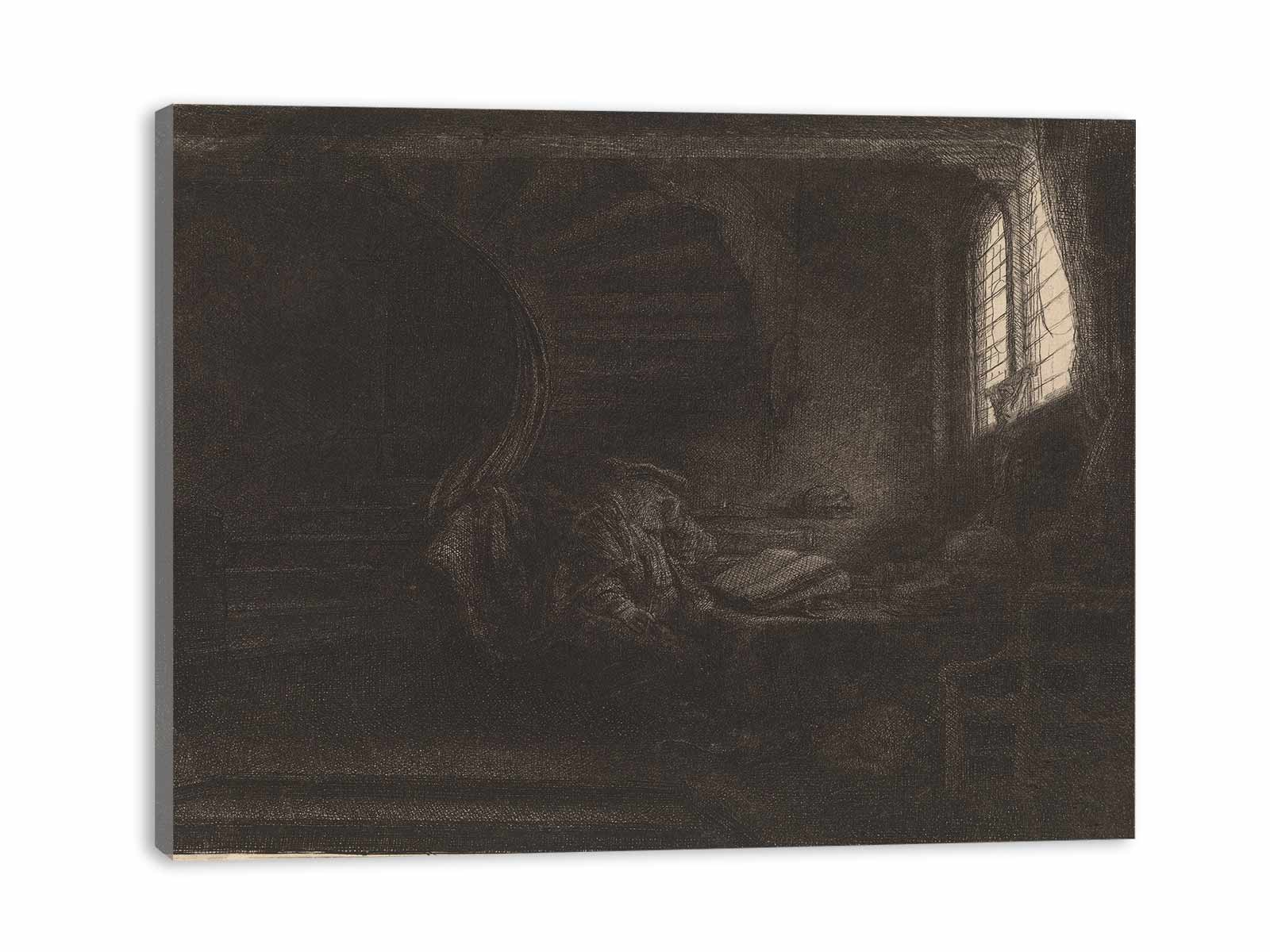 Saint Jerome in a dark Chamber Painting
