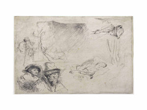 A Sheet of Studies, with a Woman Lying ill in Bed, etc. Painting