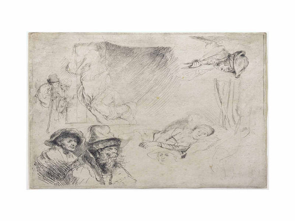 A Sheet of Studies, with a Woman Lying ill in Bed, etc. Painting