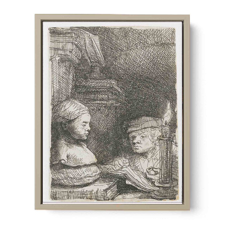 Man Drawing From A Cast Painting