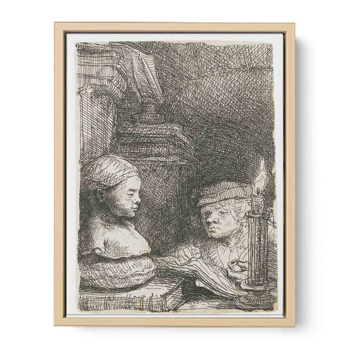 Man Drawing From A Cast Painting