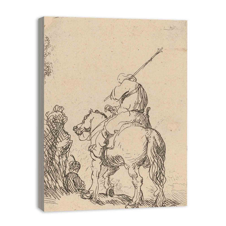A Turbaned Soldier on Horseback Painting