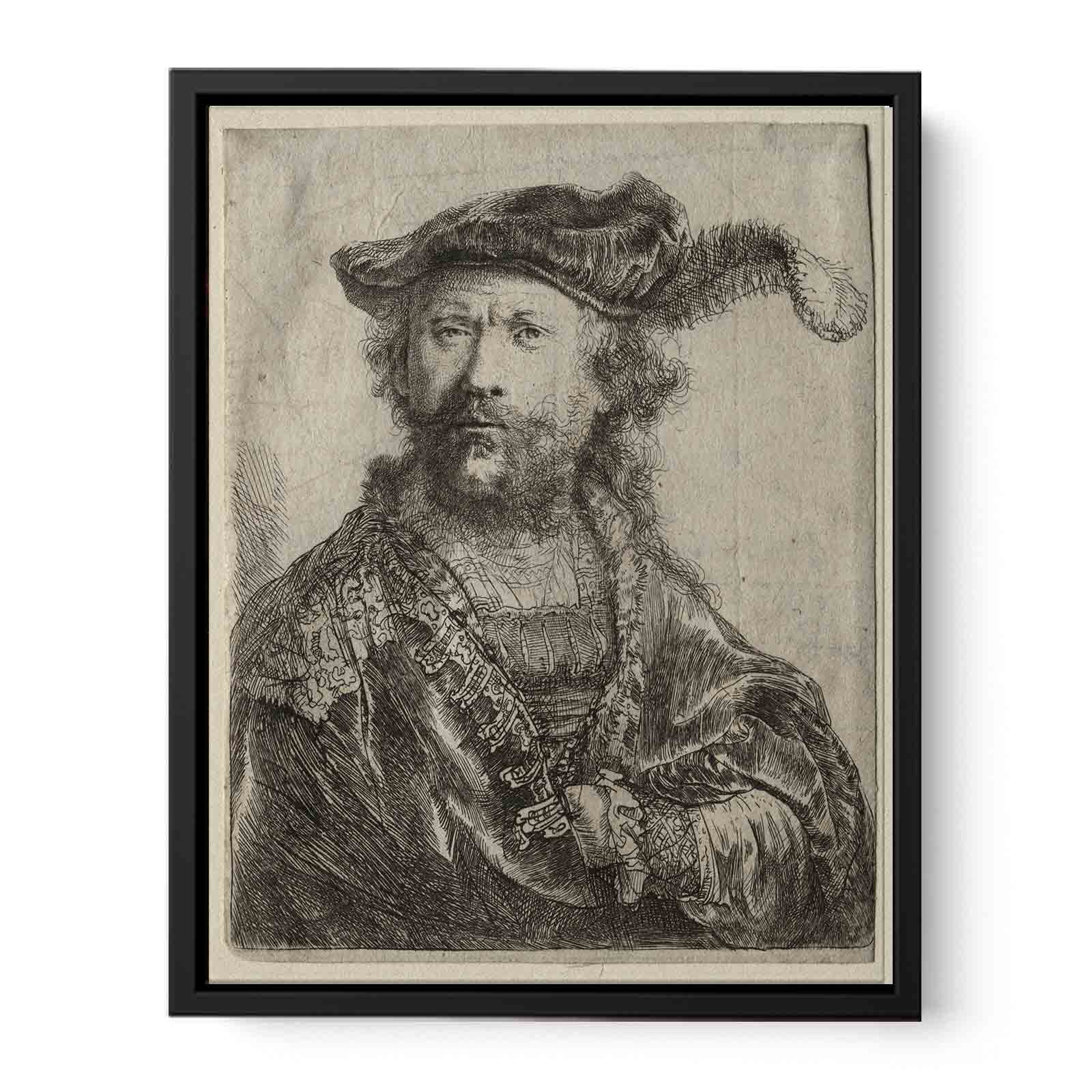 Self portrait in a velvet cap with plume Painting