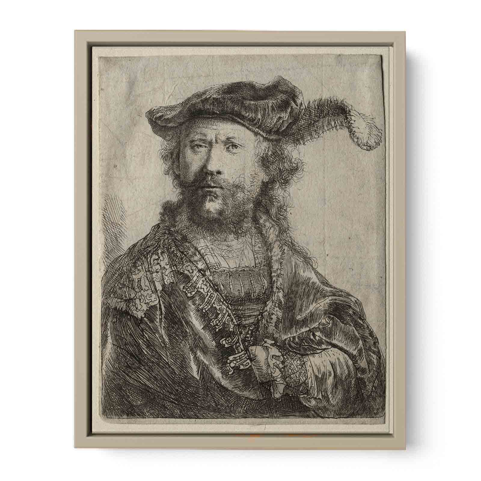 Self portrait in a velvet cap with plume Painting