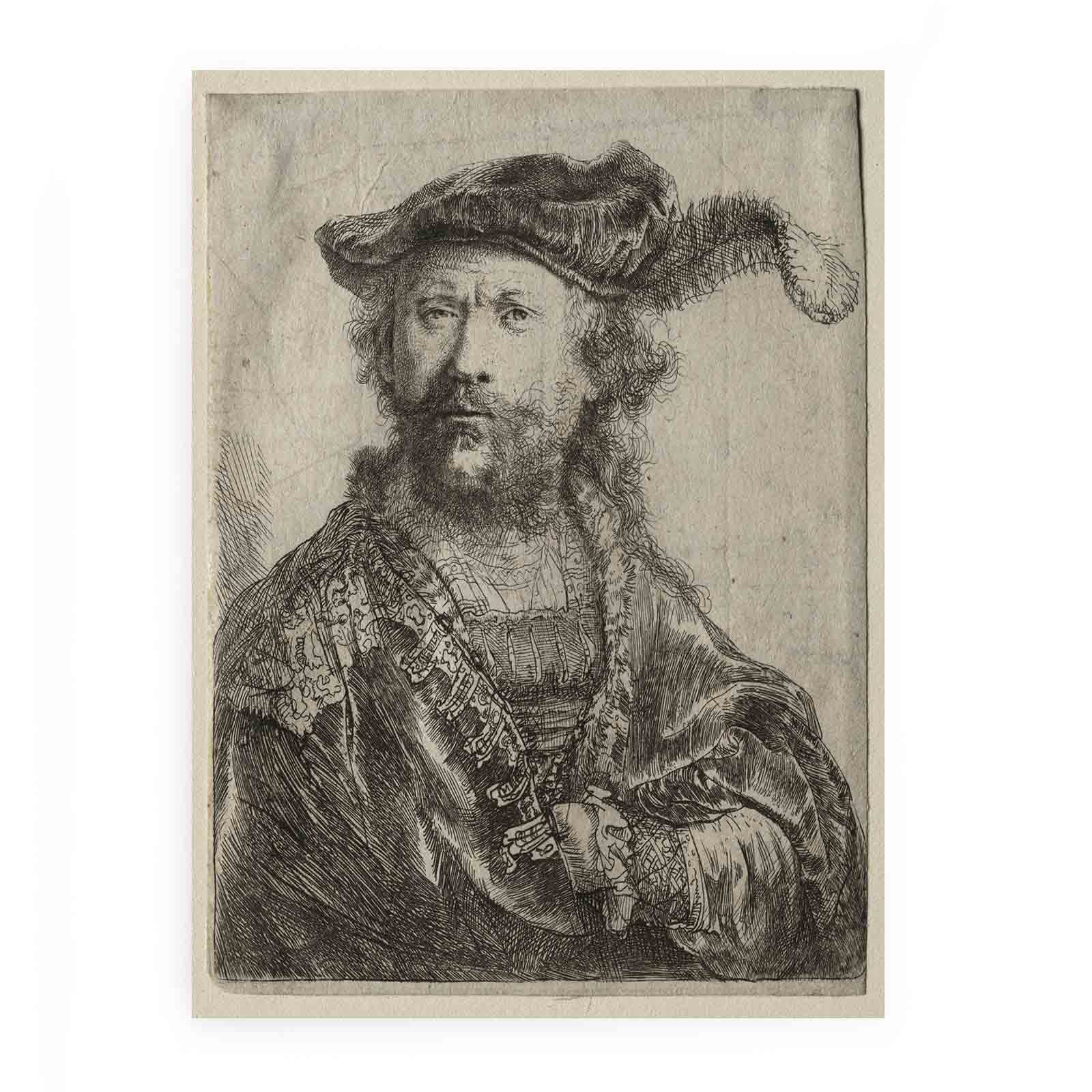 Self portrait in a velvet cap with plume Painting